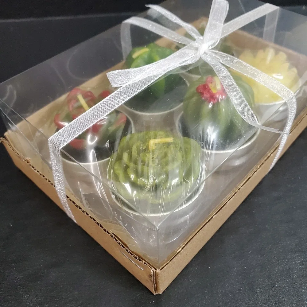 Set of 6 Mini Succulent Tea Light Candles Mini Plants Cactus NEW Gift Box‎